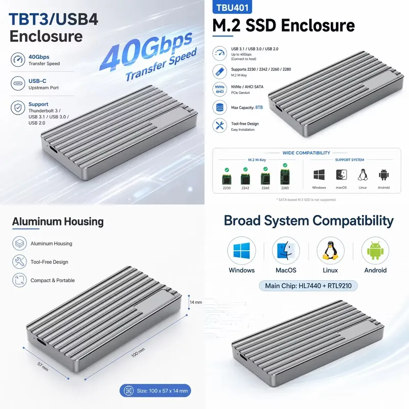 AP01 per Case Esterno Portatil - Usb4 40Gbps External Ssd 8Tb recensione e prezzo